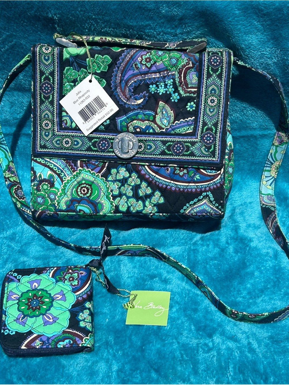 (Retired) Vera Bradley - Julia -Blue Rhapsody purse & mini zip wallet